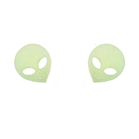 Vinca Alien Head Glow in the Dark Earrings