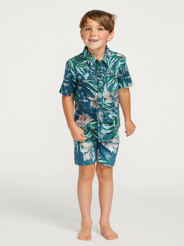 Volcom Little Boys Marble Floral S/S Button Up Shirts