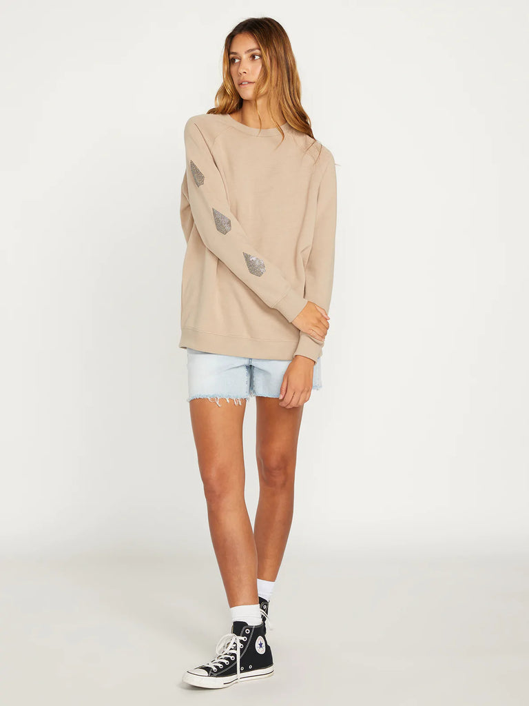 Volcom Stone Magic BF Crewneck Sweatshirt Taupe Balboa Surf and