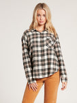 Volcom Womens Plaid to Meet You Flannel Shirt - Mushroom