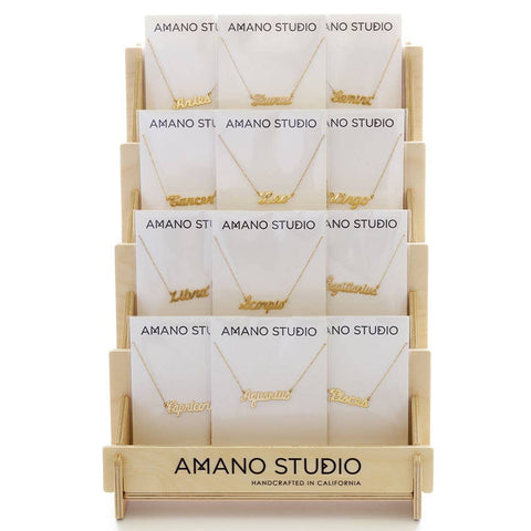 Amano Studio Gold Plated Zodiac Script Necklaces