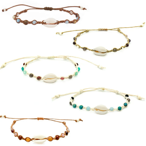 Lotus and Luna Beaded Shell of The Earth Bracelets