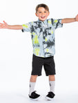 Volcom Saturate Little Boys S/S Button Up- Lime Tie Dye